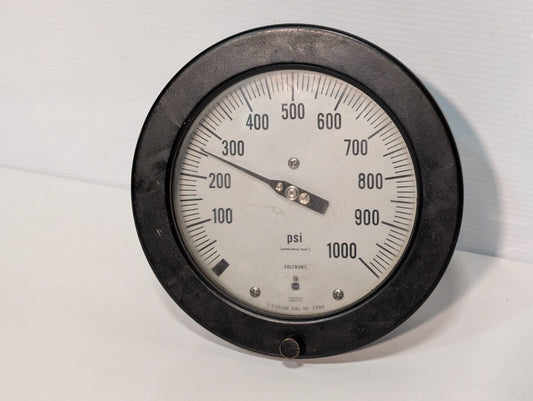 U.S. Gauge 33510 Solfrunt 1000 PSI Pressure Gauge, 5.75" Dial Face, 1/2" NPT