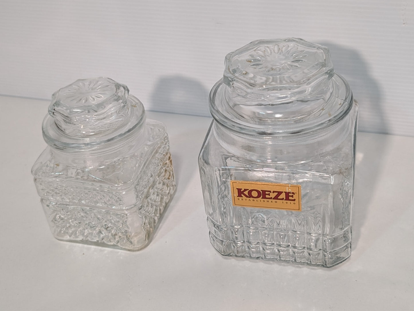(2) Vintage Koeze Glass and KIG Canister Jars, Kitchen Storage as pictured