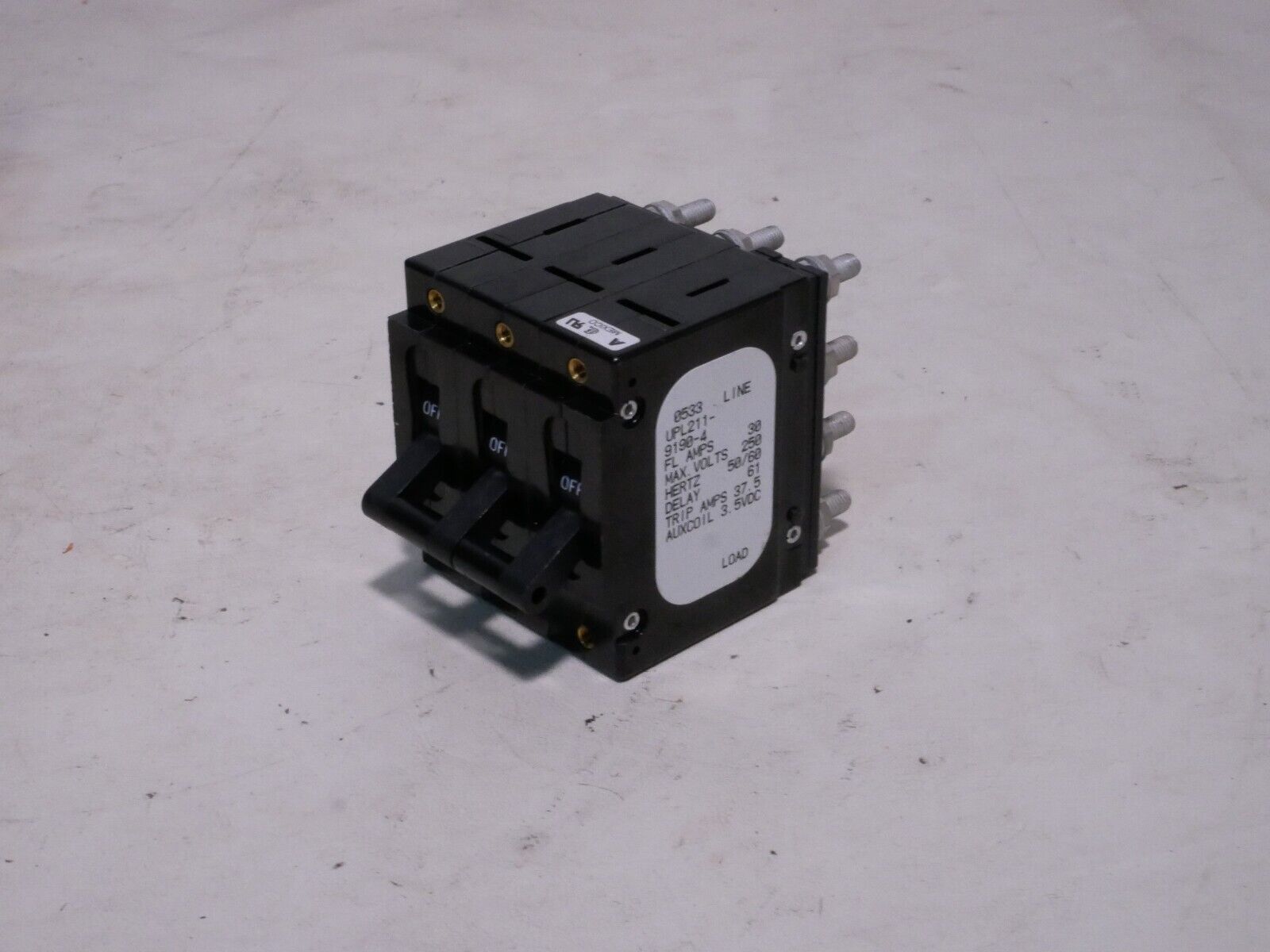 Airpax UPL211-9190-4 Circuit Breaker, 30A, 3 Pole, 250VAC