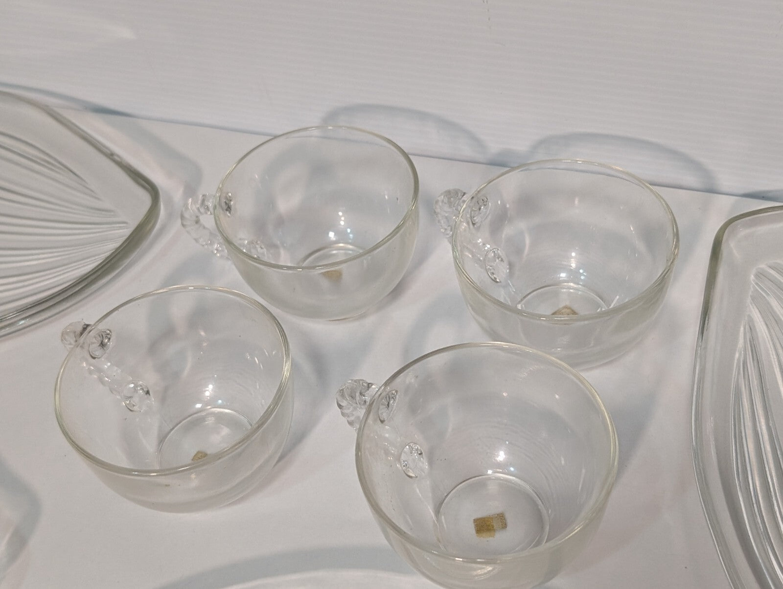 Vintage Federal Glass Homestead 8-Piece (4 Plates + 4 Cups) Glass Snack Set