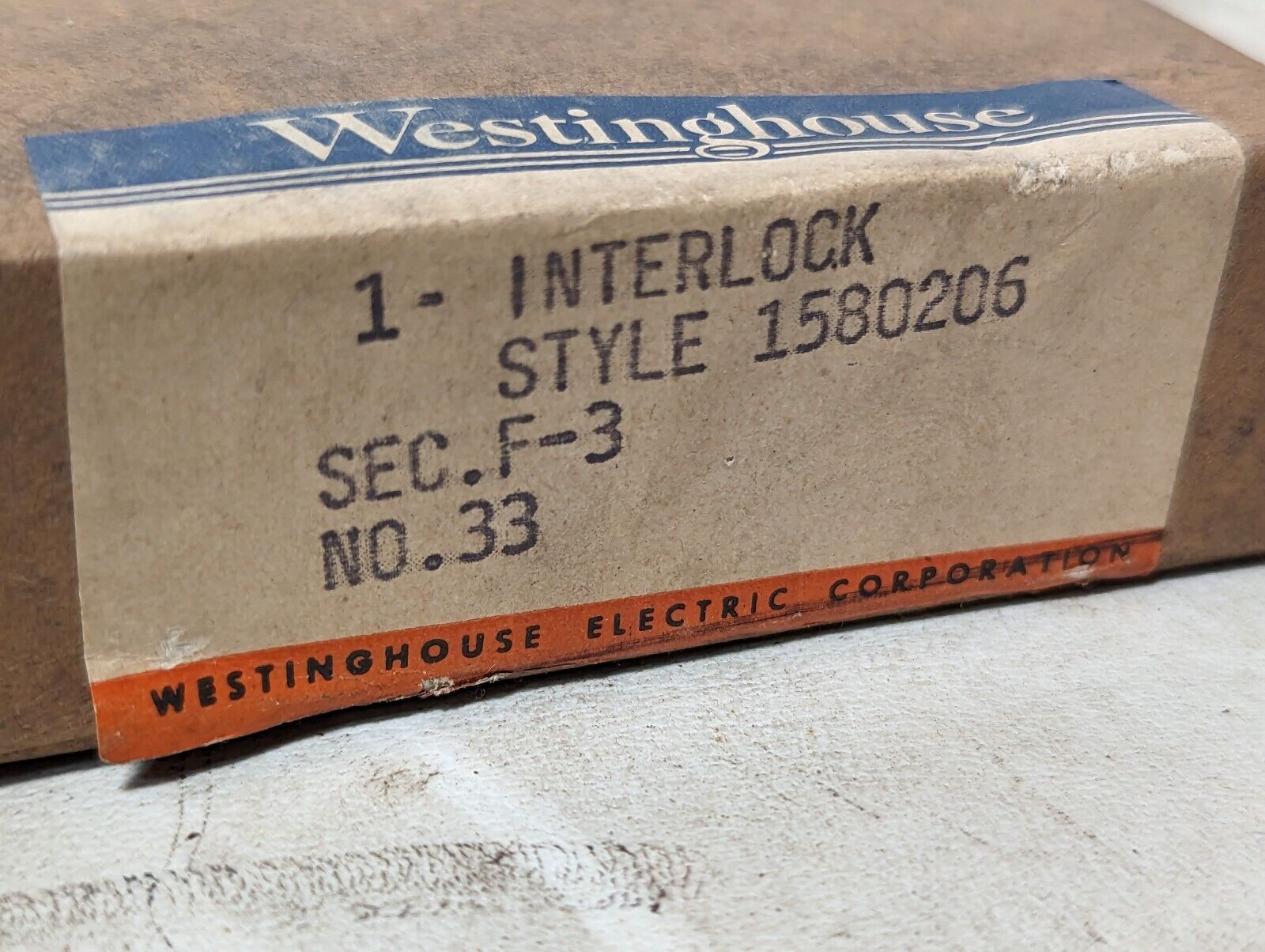 Westinghouse interlock style 1580206, sec. F-3, no. 33