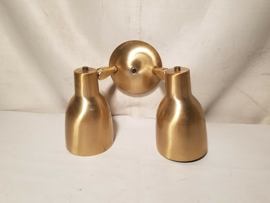 Vintage industrial light fixture, gold colored, two lights