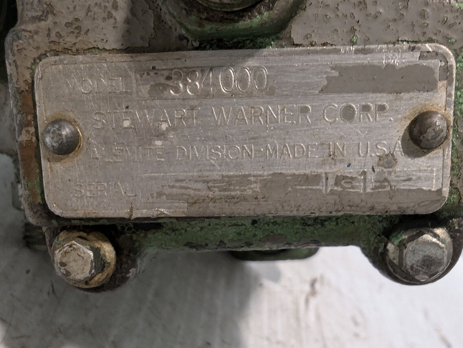 Alemite, Stewart Warner, 383978 Pressure, Pump, Hydraulic, Unknown Part, 384000