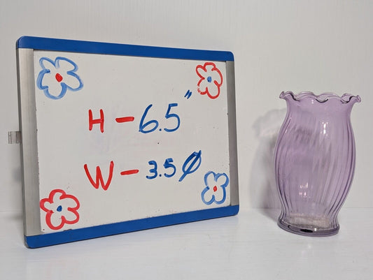 Vintage Lilac Spiral Pattern Scalloped Edge Translucent Vase, 6.5”H x  3.5"Dia.