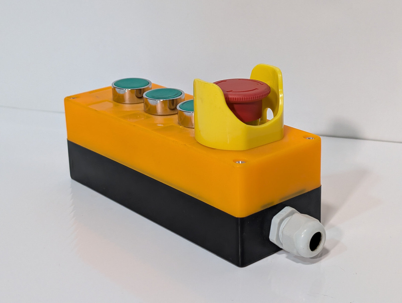 Yellow Industrial Push-Button Switch Control Box Emergency Stop Knob 3 Green