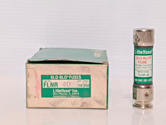10 Count Box: Littelfuse FLNR 40, Slo-Blo Fuses, 250VAC, Class RK-5