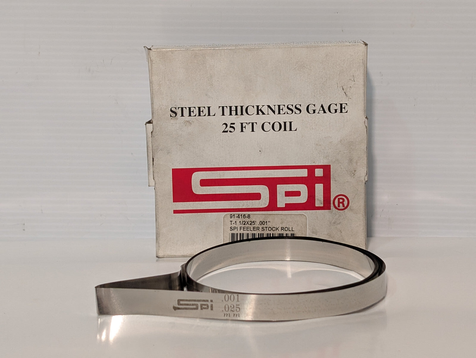 SPI 91-416-8 High Carbon Steel Feeler Stock Roll 1/2"W, 25'L, .001 Thick Coil