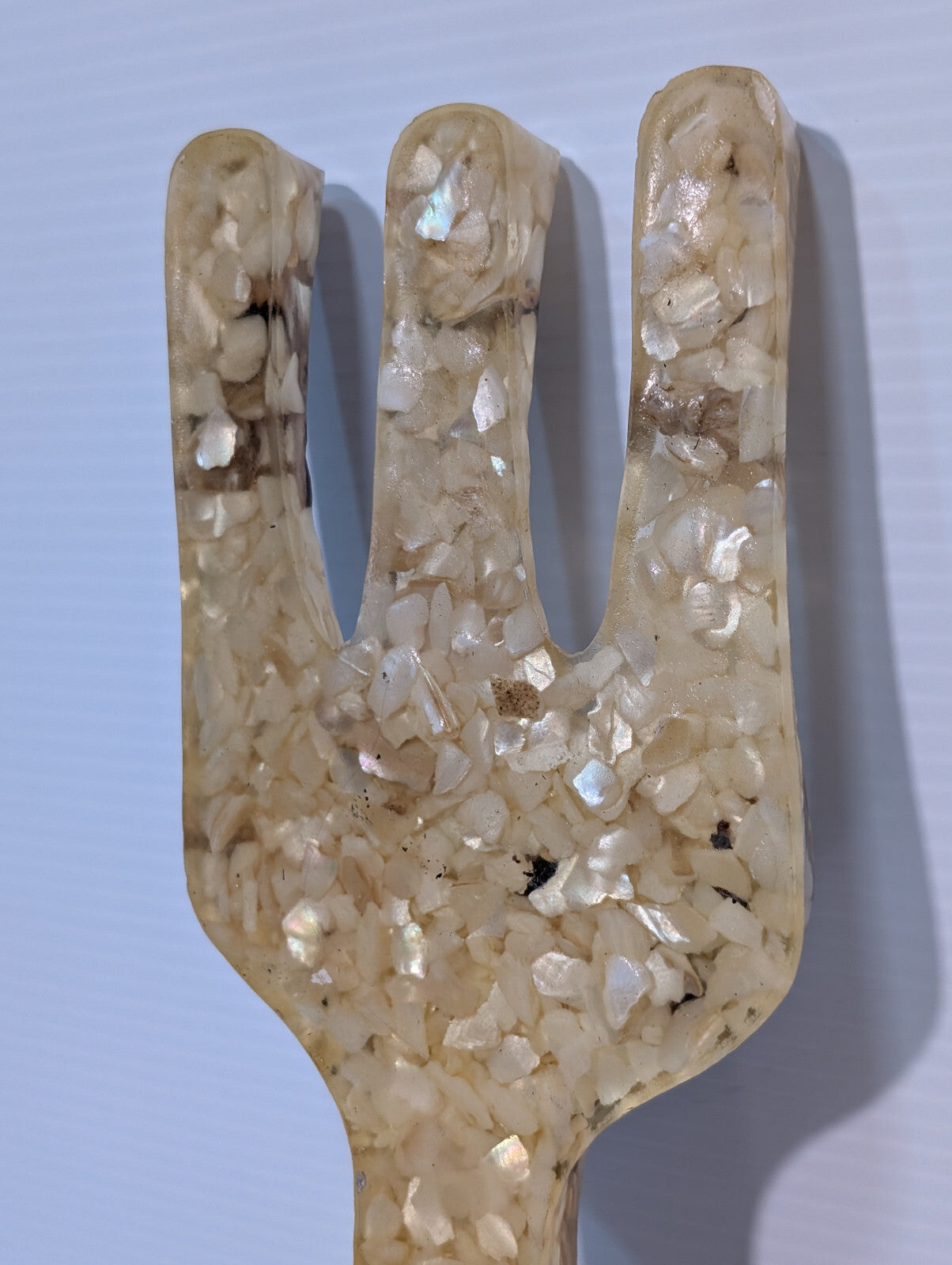 Vintage Set Fork Spoon Wall Hanging Epoxy Shell Mother of Pearl Resin Art 15.5"