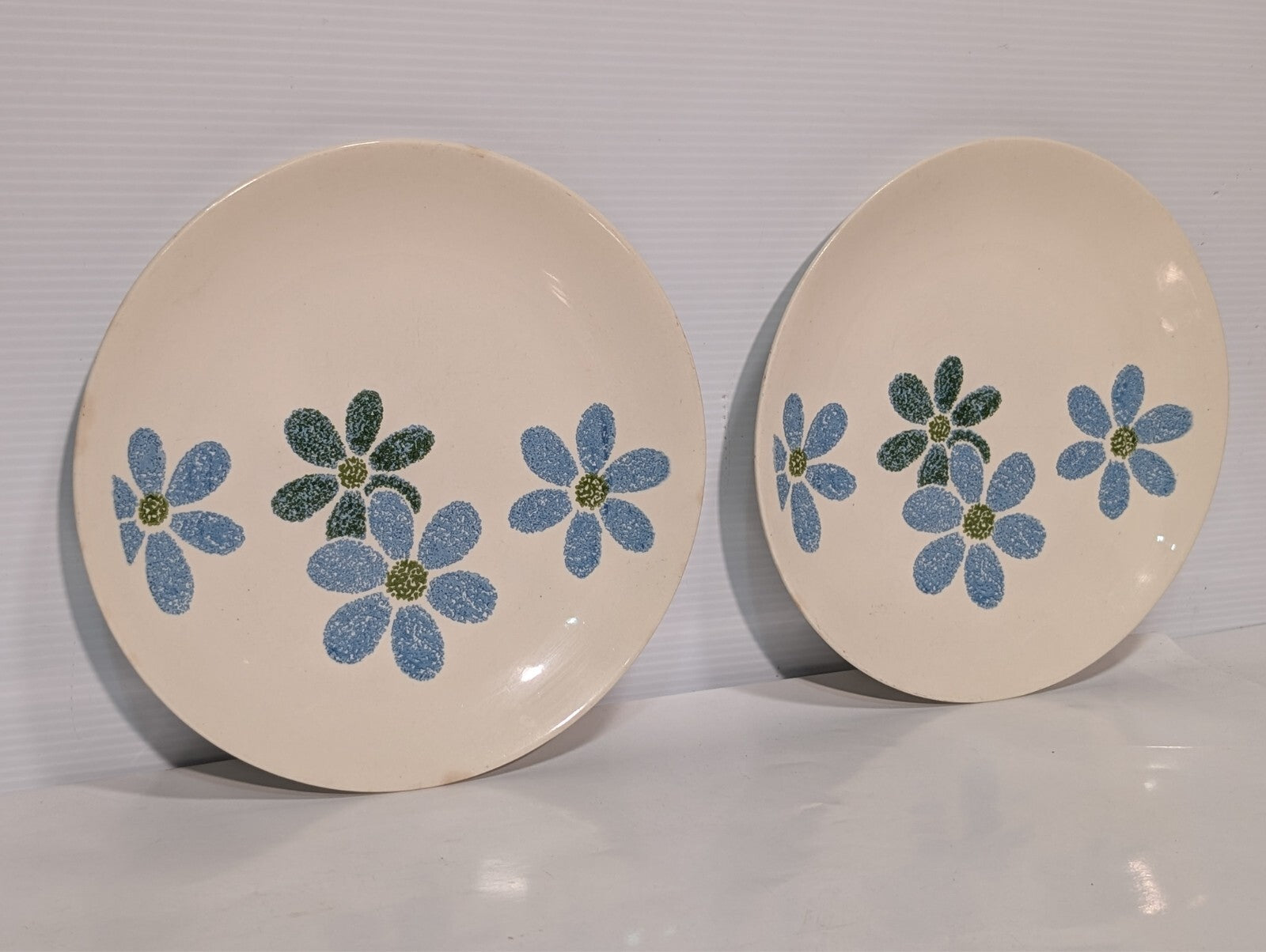 (2) Vintage Blossom by Cunningham & Pickett Side Plates with Blue Flower Motif