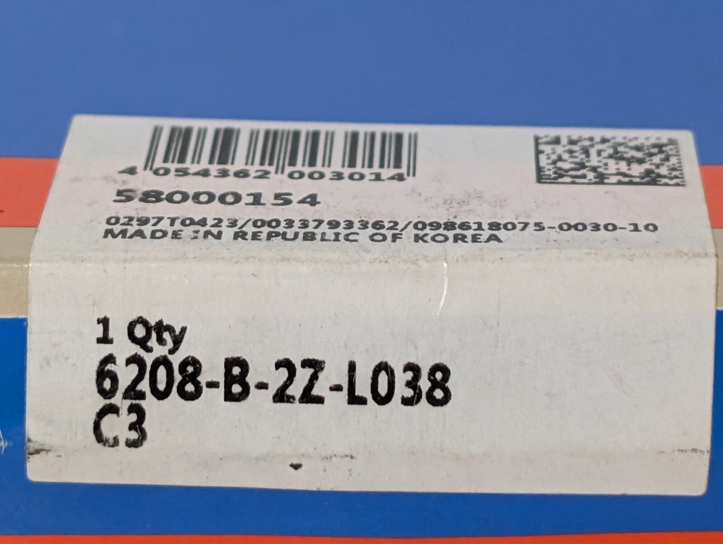 (2) KBC 6208-B-2Z-L038 Groove Ball Bearing