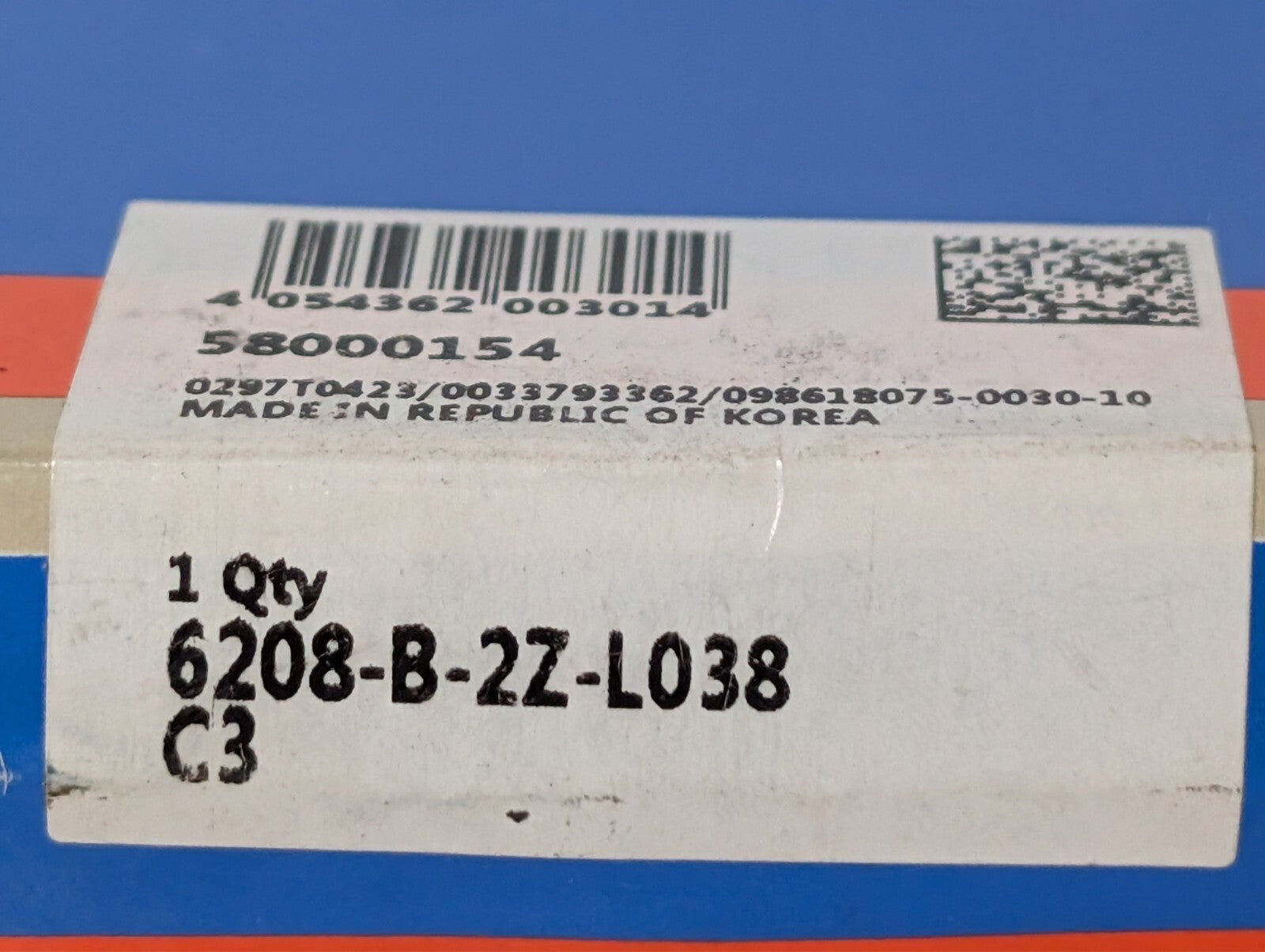 (2) KBC 6208-B-2Z-L038 Groove Ball Bearing