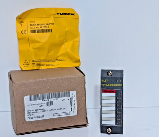 Turck BL67-16DO-0.1A-PNR Module, 163K468H01, 16 Digital Outputs, 24 VDC, LED