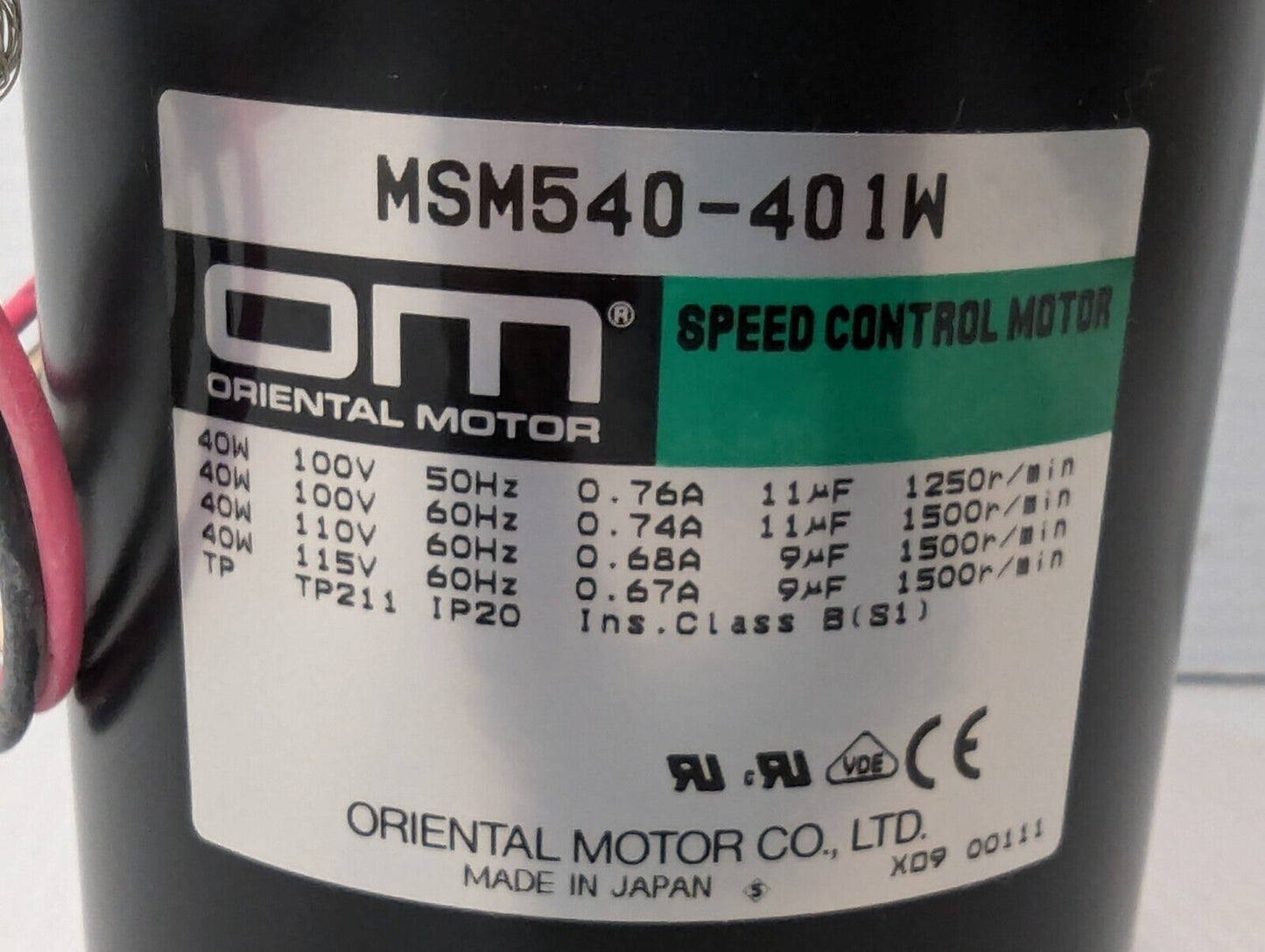 NOS Oriental Motor MSM540-401W Speed Control Motor - Free Shipping+Returns