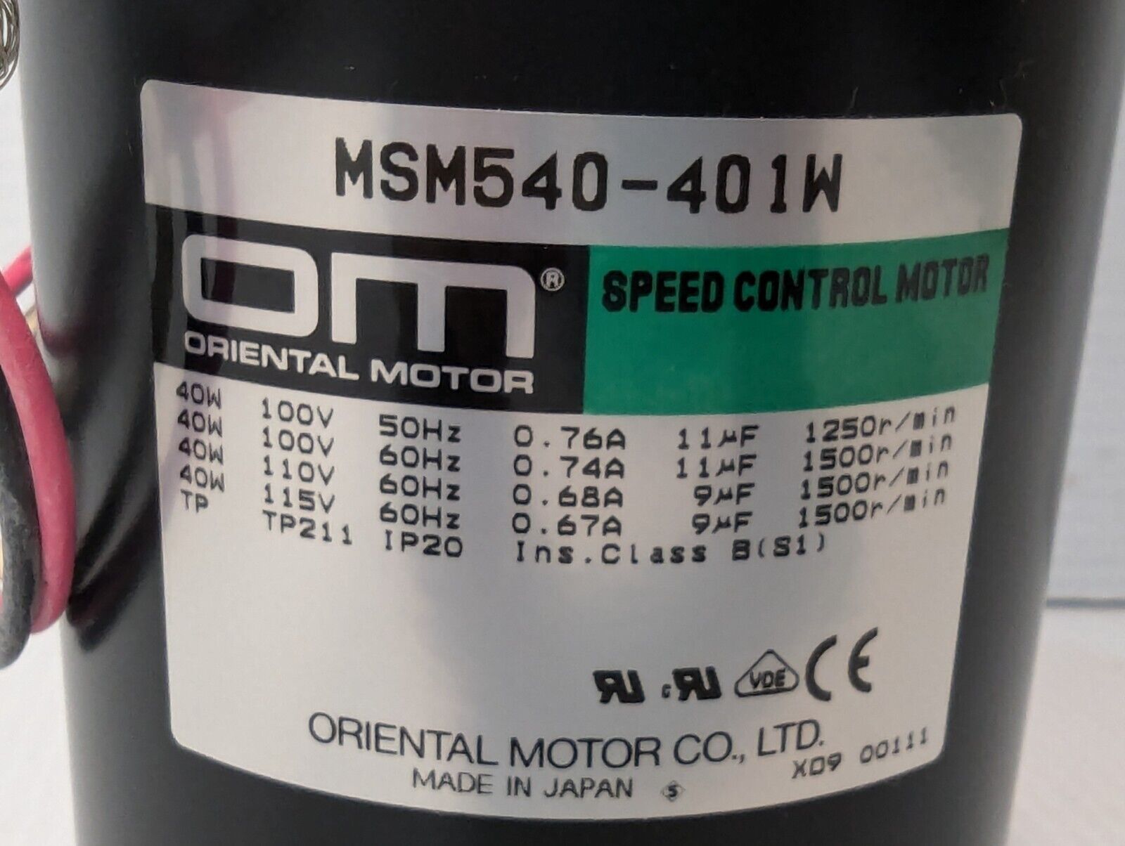 NOS Oriental Motor MSM540-401W Speed Control Motor - Free Shipping+Returns