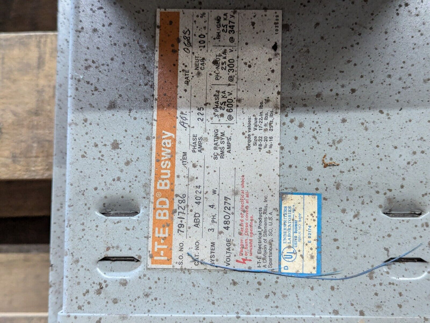 I-T-E BOS-16421 BD Switch Plug, 30A, 240V, 3 phase, 3 HP std. - Free Shipping