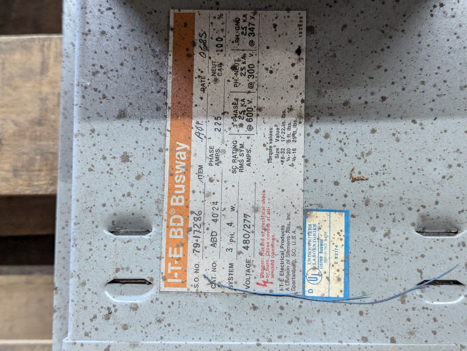 I-T-E BOS-16421 BD Switch Plug, 30A, 240V, 3 phase, 3 HP std. - Free Shipping