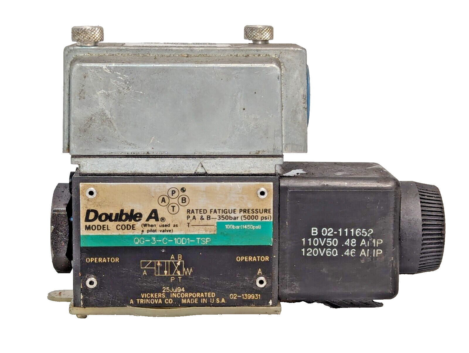 Vickers Double A QG-3-C-10D1-TSP Solenoid Valve 120/60 - Free Shipping+Returns