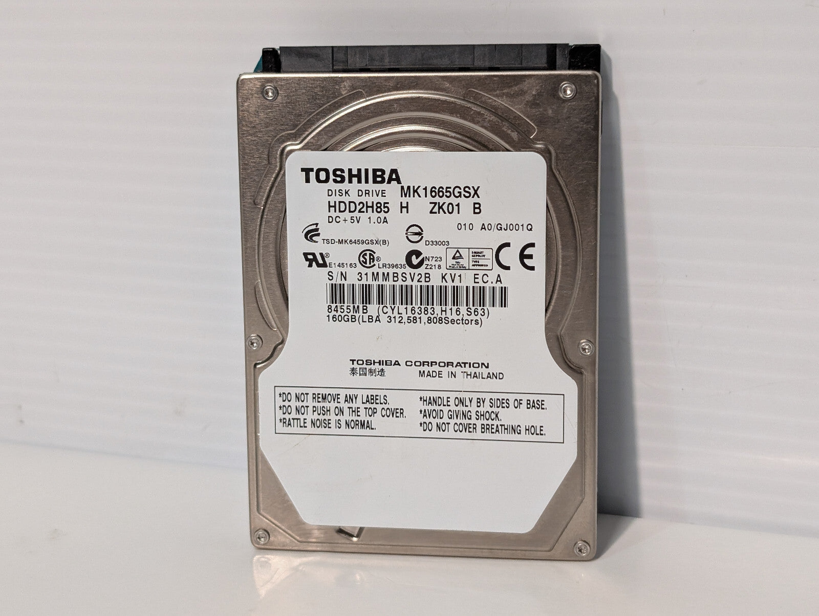 Toshiba MK1665GSX 160GB SATA Computer Disk Drive Hard Drive HDD2H85