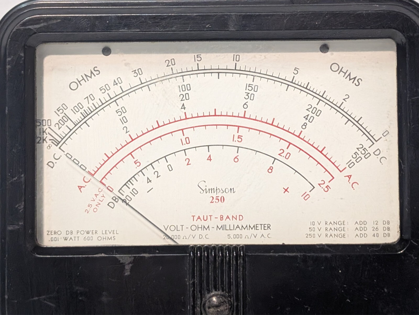 (3) SIMPSON 260 Series 5P Overload Protected Volt Milliammeter Analog Meter READ