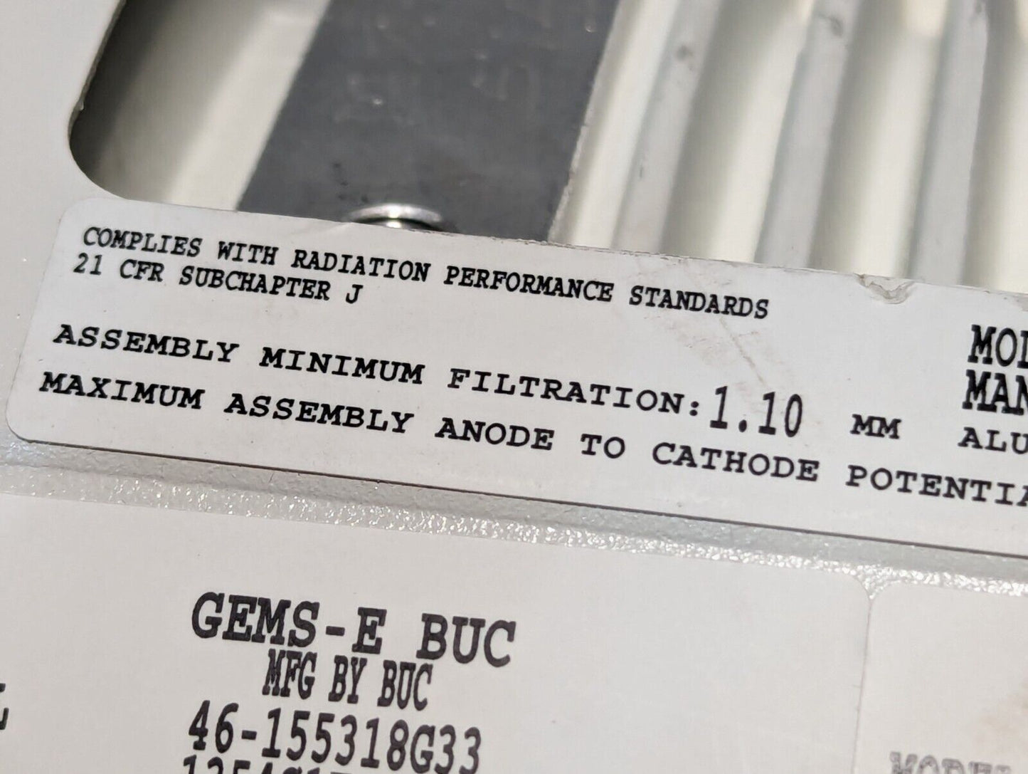 GE MX-100 X-Ray Tube P/N 46-155400G48 DOM: 08-2013 - Free Shipping