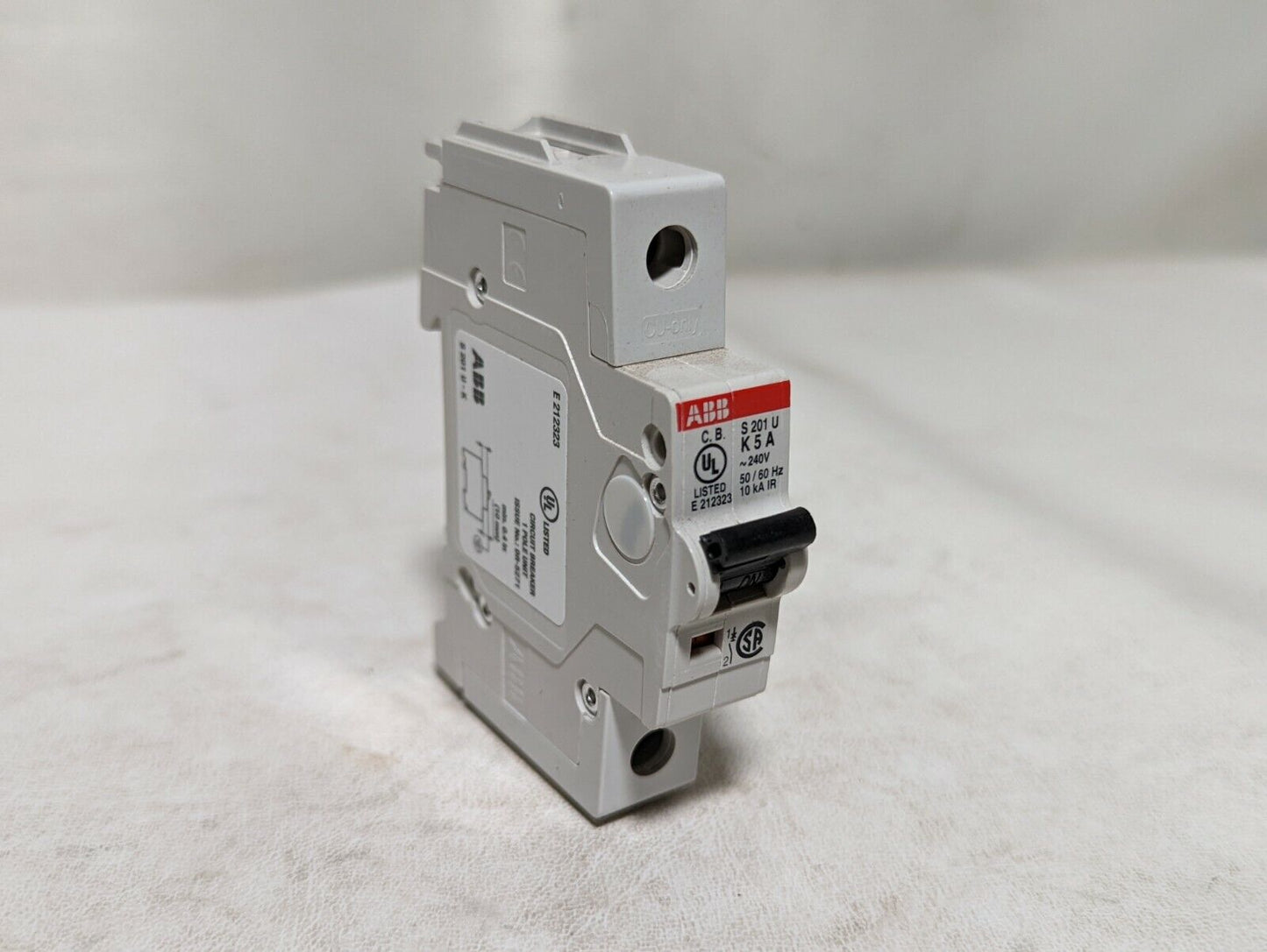 ABB S201U-K5A, 5 amps, 240VAC, 50/60Hz, 1 pole circuit breaker