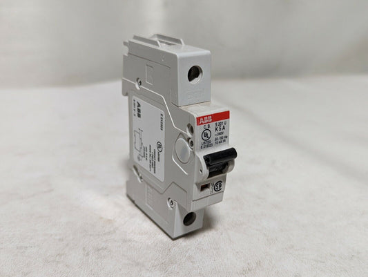 ABB S201U-K5A, 5 amps, 240VAC, 50/60Hz, 1 pole circuit breaker