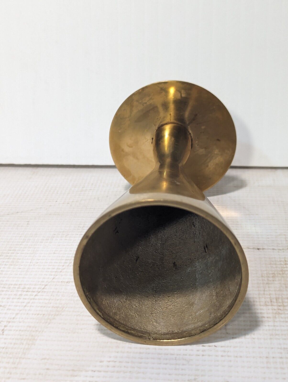 Mid-Century Atomic Brass Sculpted Candlestick Holder, 9 x 3 x 3 - Free Shipping