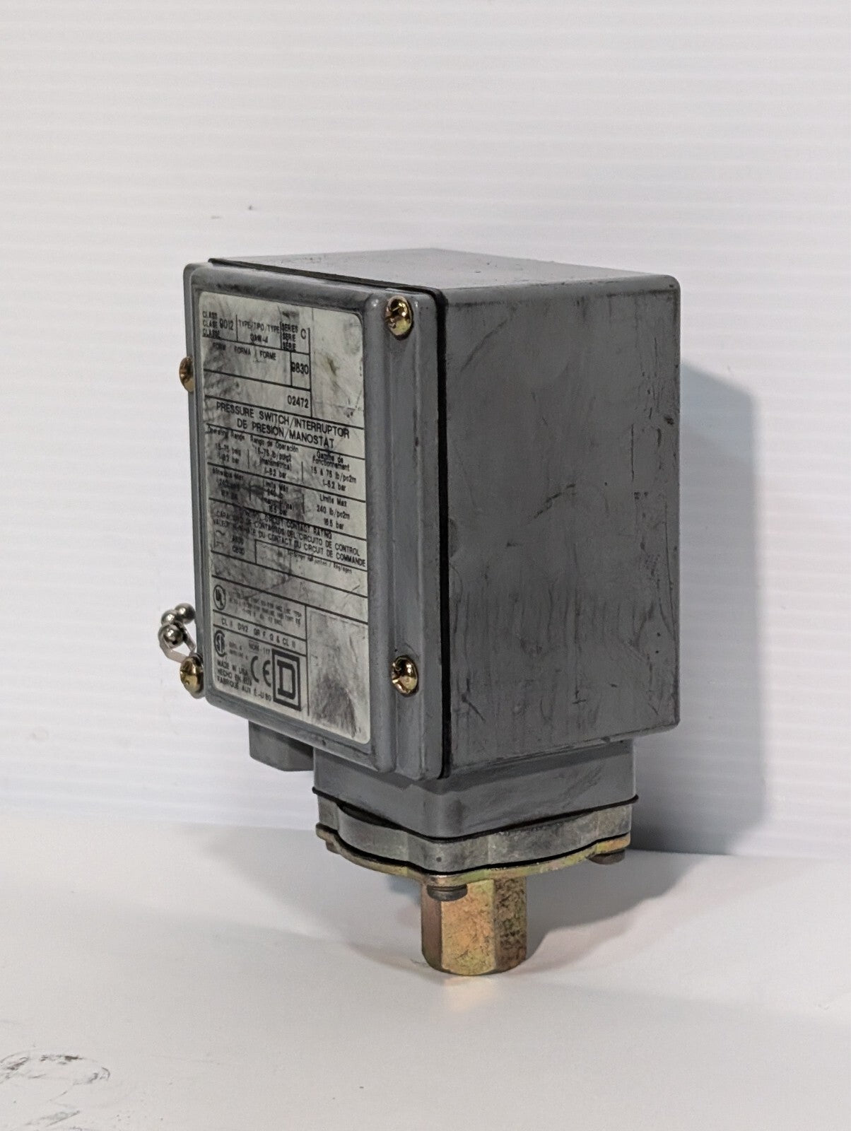 Square D 9012 GAW-4 Series C 9830 Pressure Switch 1.5-75 PSIG