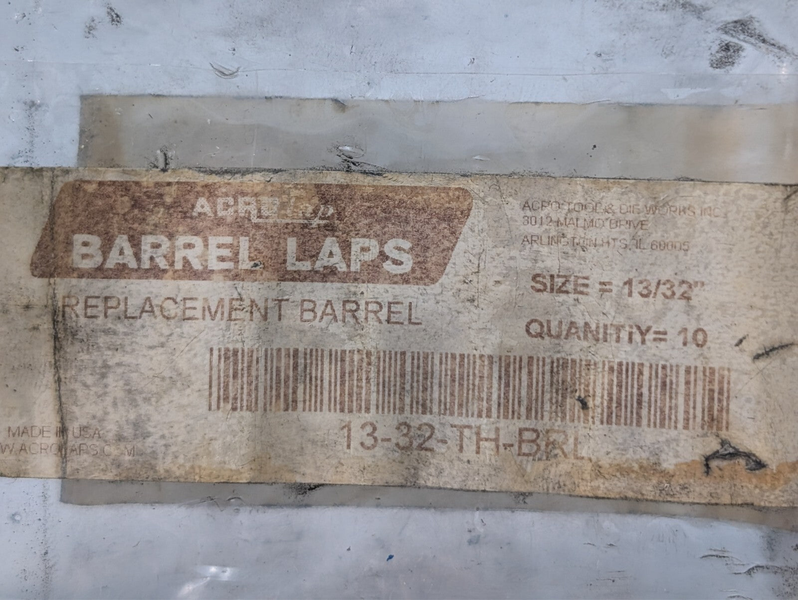 (10) ACRO 13-32-TH-BRL Cylinder Lap Type, 13/32" Diameter 2" Length Lapping Tool