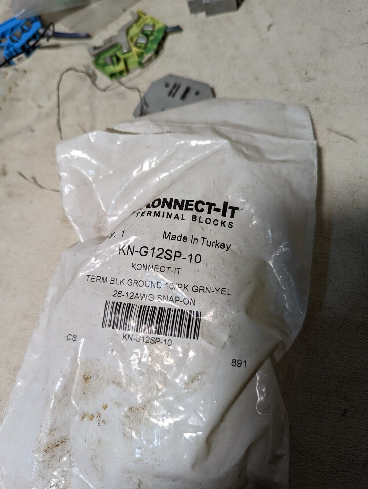 Lot of assorted terminal blocks, DIN support brackets