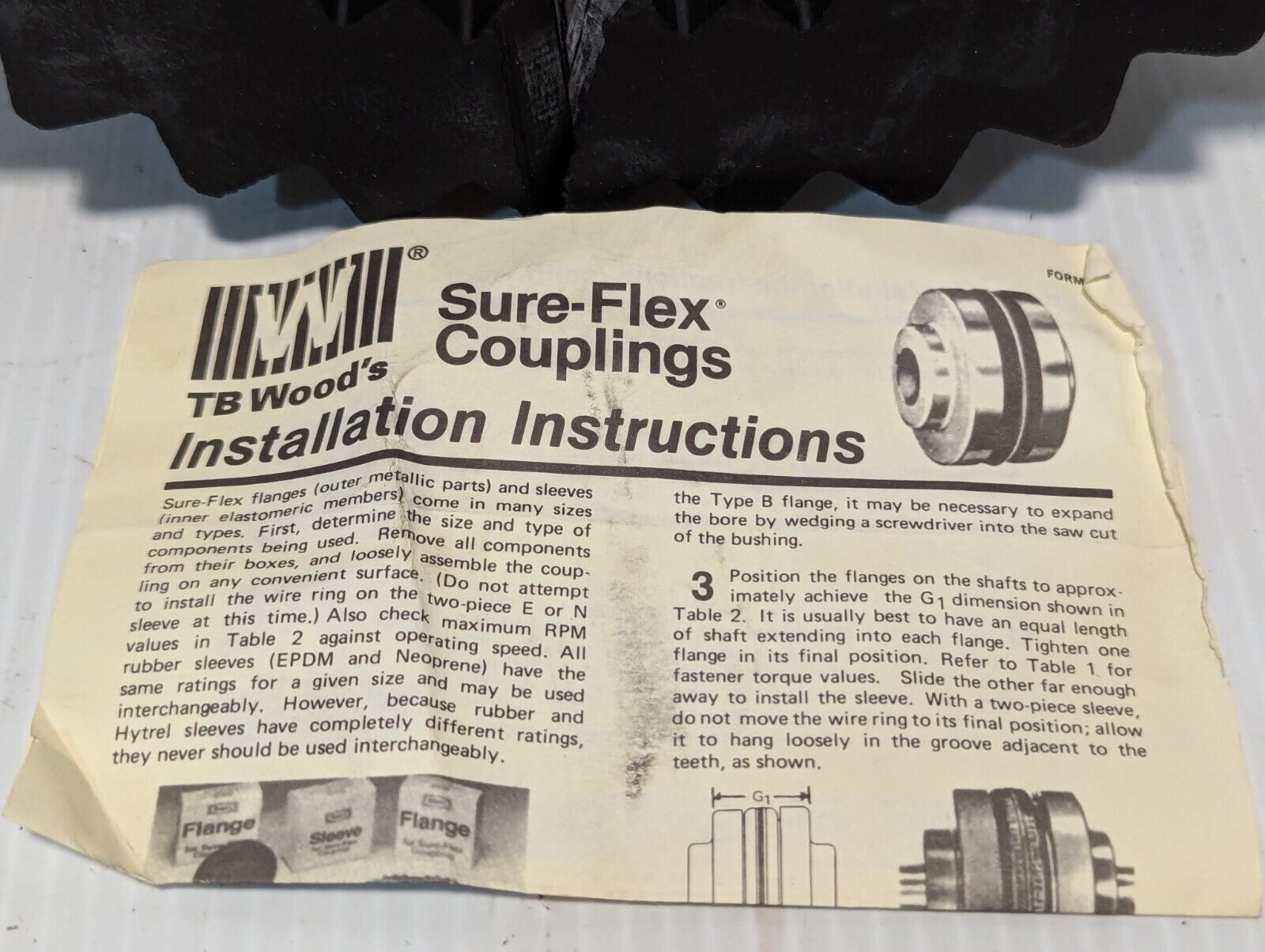 TB Wood's 10E coupling sleeve, EPDM SF, two pieces with ring, new old stock