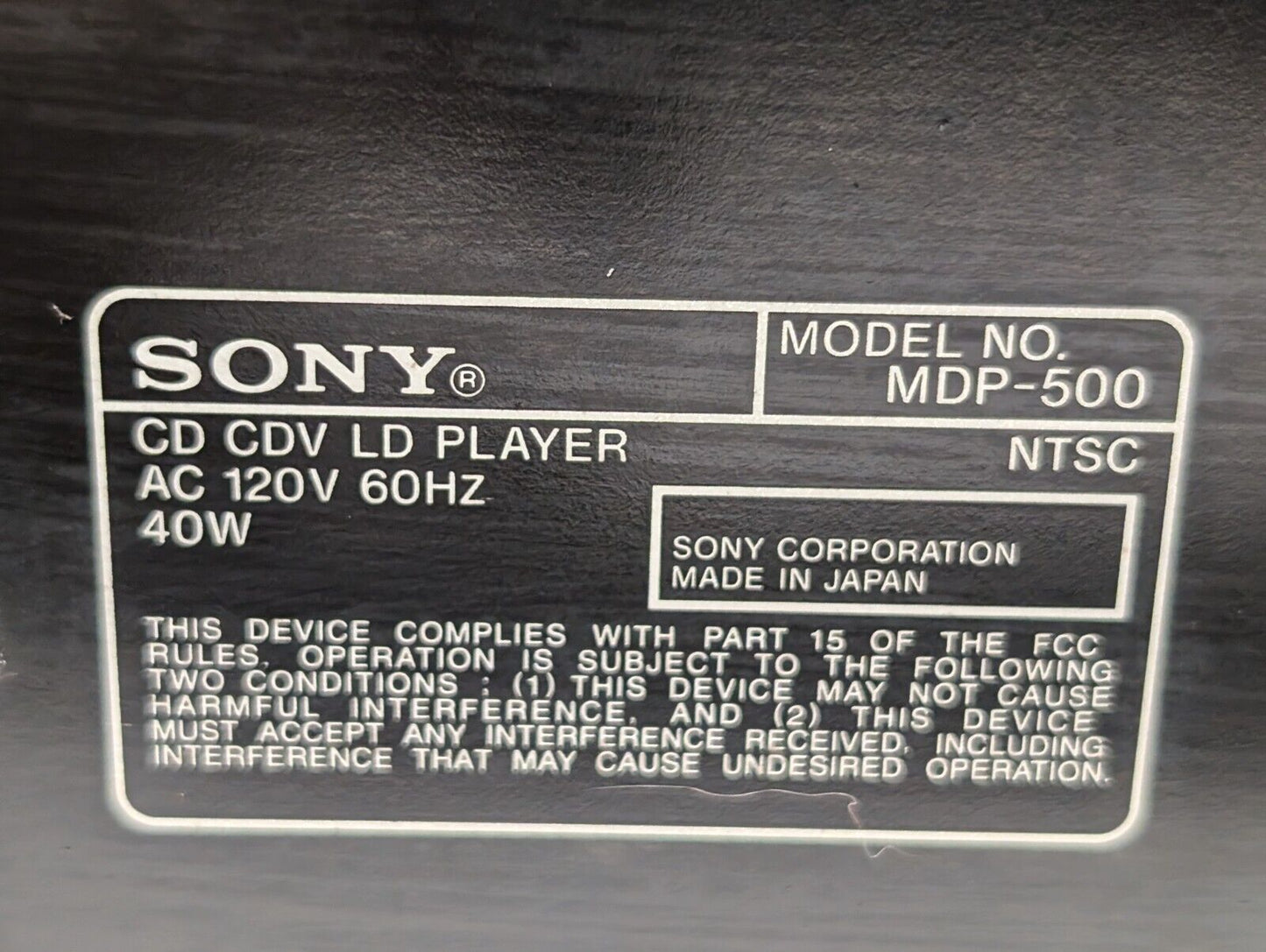 Sony MDP-500 AV Laser Auto Reverse Laserdisc CD \ CDV \ LD Player