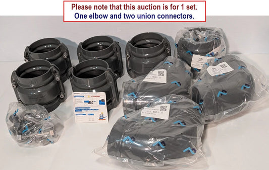 Airpipe 30203080001 Equal 90 Elbow - With Two Union Connectors 30202080108, 4"