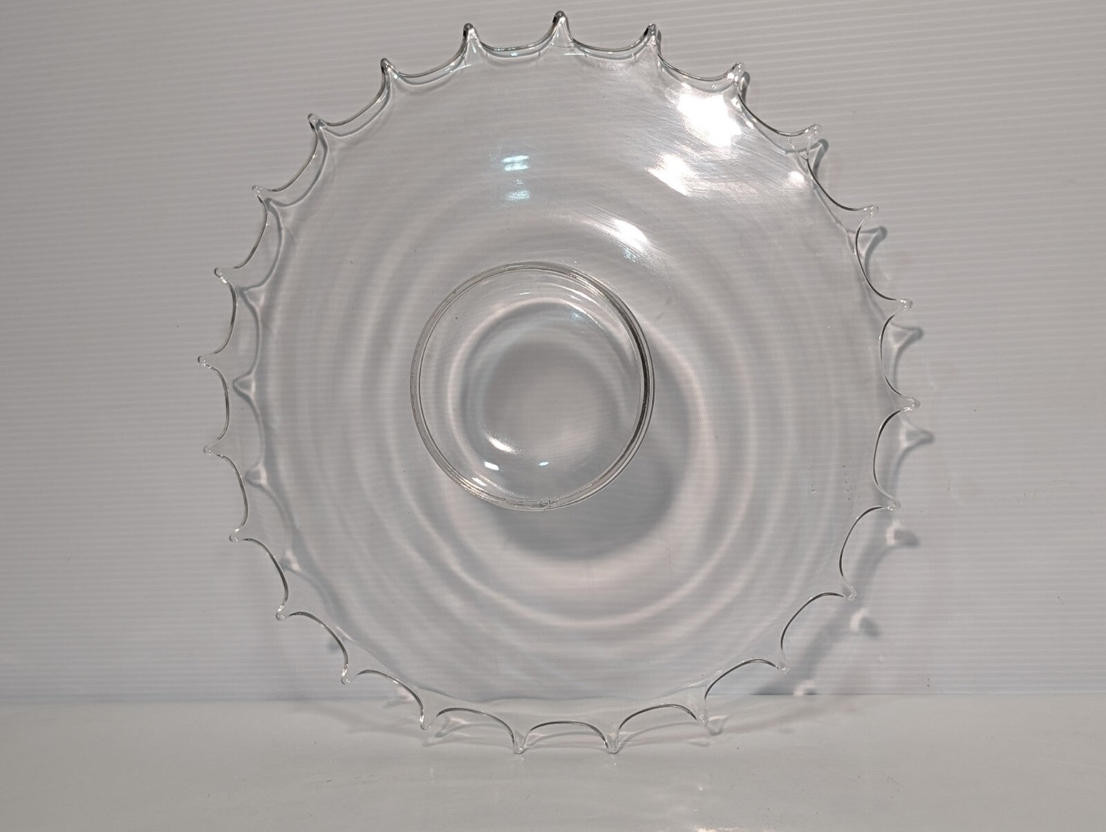 Vintage Glass Serving Platter \ Dish, 24 Point, 16.5" Wide, Clear
