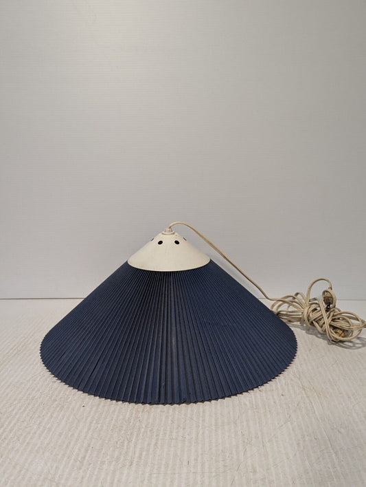 Vintage 1970s Martin Caprani Pleated Hanging Pendant Blue Lamp, Plug In