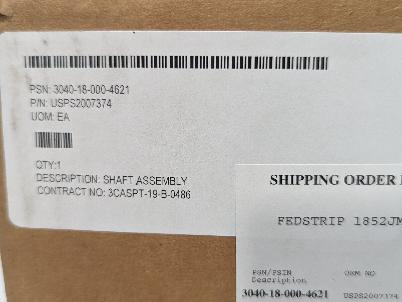 3040-18-000-4621 USPS2007374 Shaft Assembly - Free Shipping