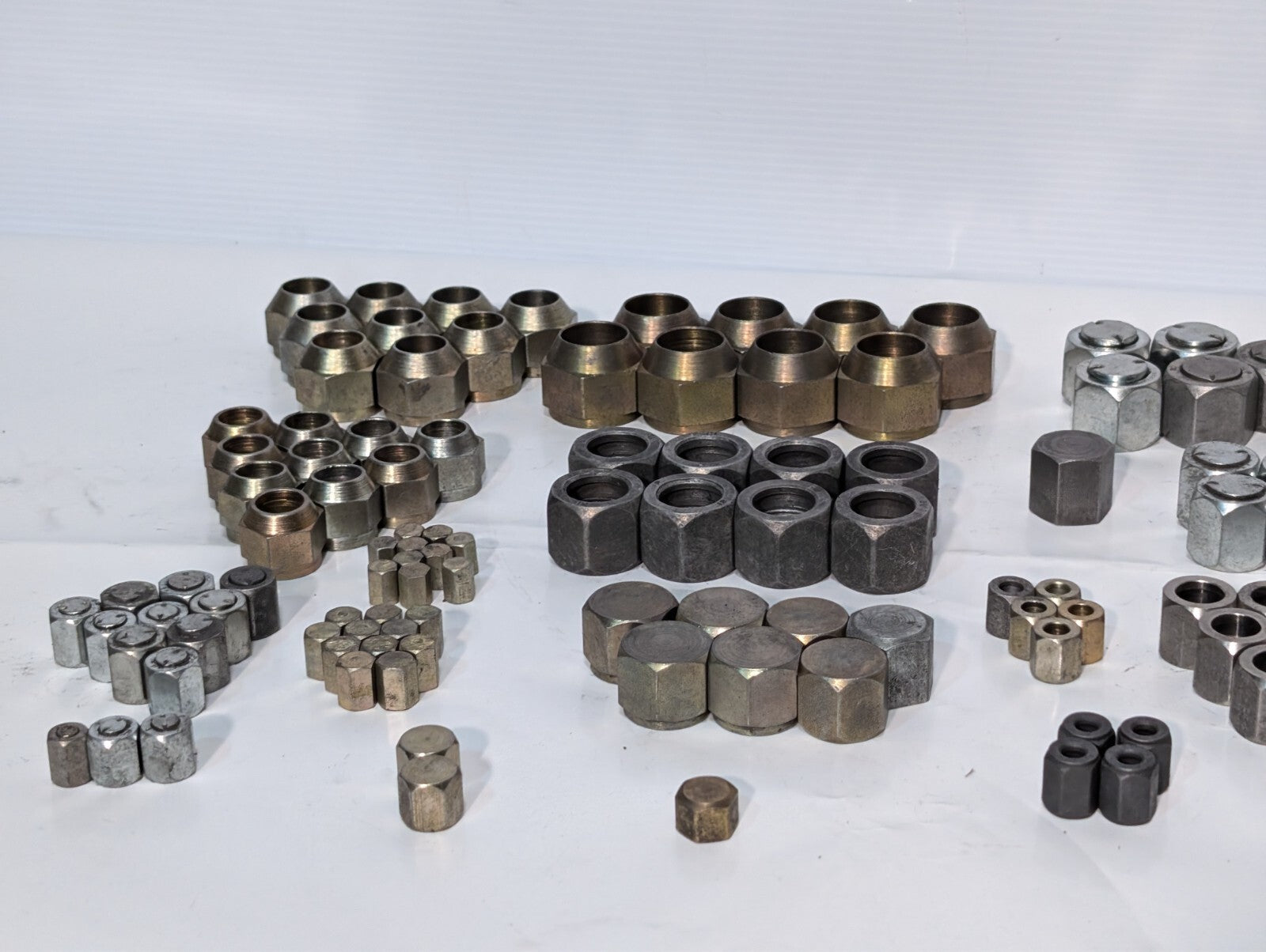 144 Assorted Adapters + Fittings, Hex Nut Lug Nut Bushing Pipe Threader