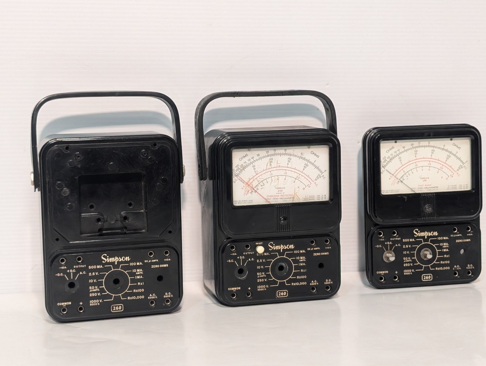 (3) SIMPSON 260 Series 5P Overload Protected Volt Milliammeter Analog Meter READ