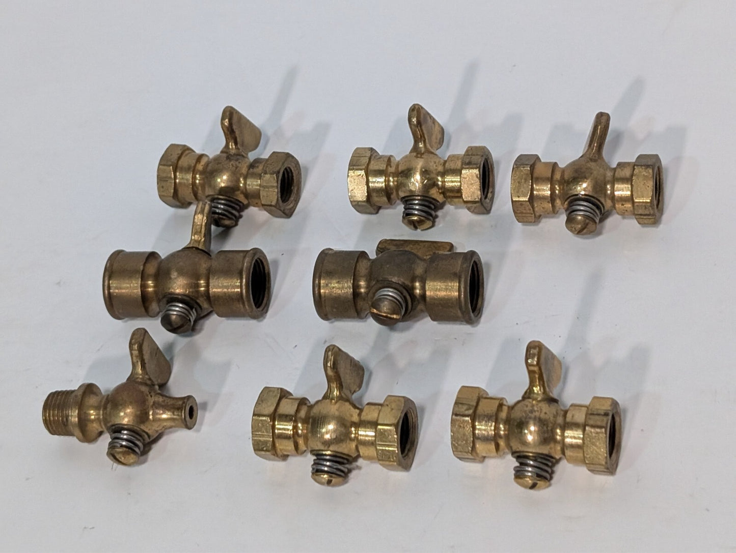 (8) Assorted Brass Petcock Air Cock with T Handle