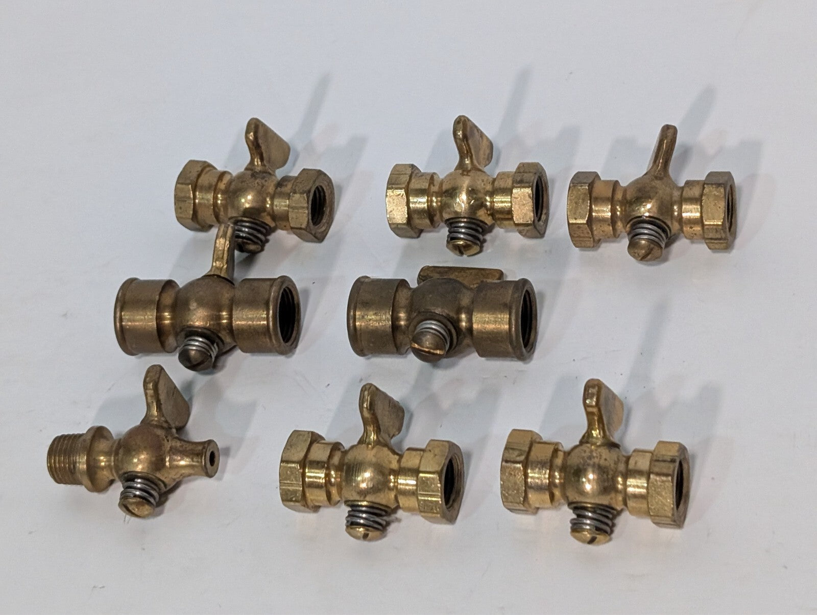 (8) Assorted Brass Petcock Air Cock with T Handle