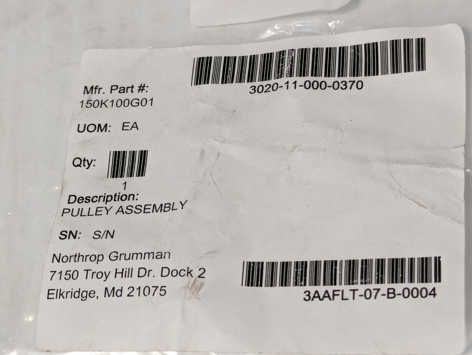 150K100G01 Pulley Assembly 3020-11-000-0370 - Free Shipping