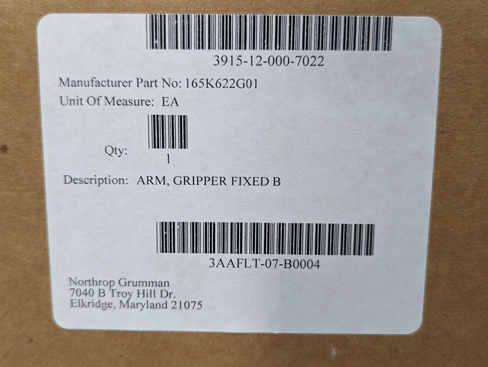 3915-12-000-7022 165K622G01 Fixed Gripper Arm (B) - Free Shipping