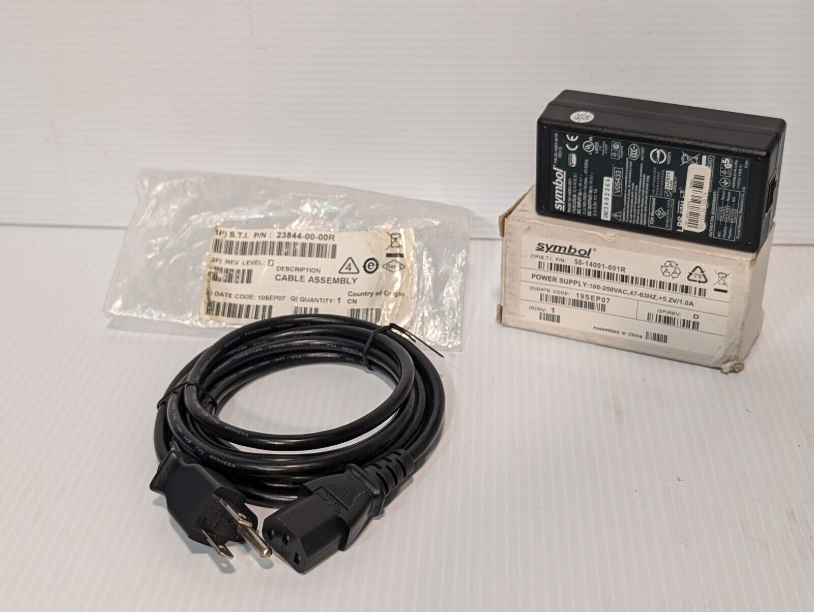 Symbol 50-14001-001R Power Adaptor, 100-250V, 1A Max, 47-63Hz - Free Shipping