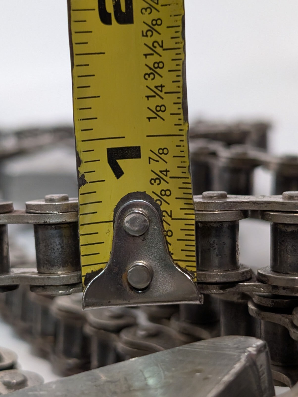 (2) 20' HKK #40 Roller Chain with Triangular Attachments for Conveyor 1/2" Pitch