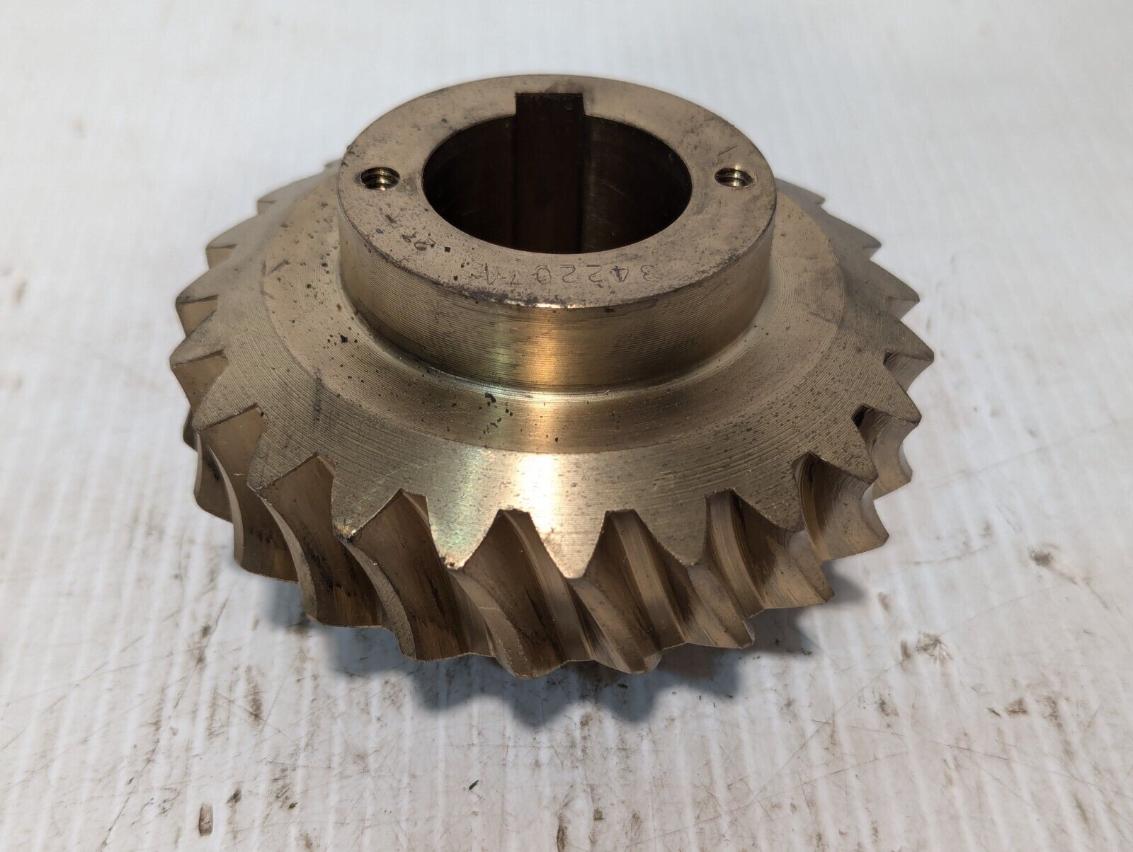 23 Tooth Brass Worm Gear 4" Dia 1 3/8" Notched Bore 2 1/2" H