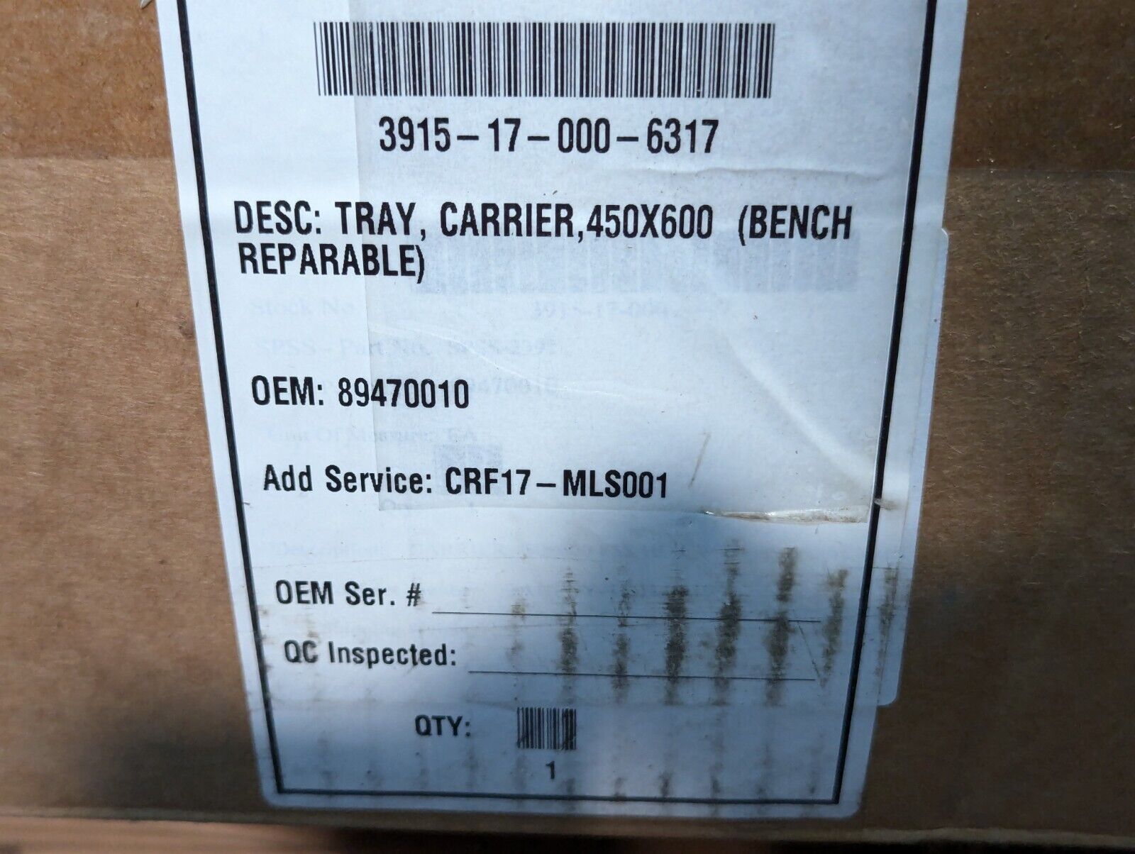 Eurosort 89470010 Carrier Tray 450x600 3915-17-000-6317 - Free Shipping+Returns