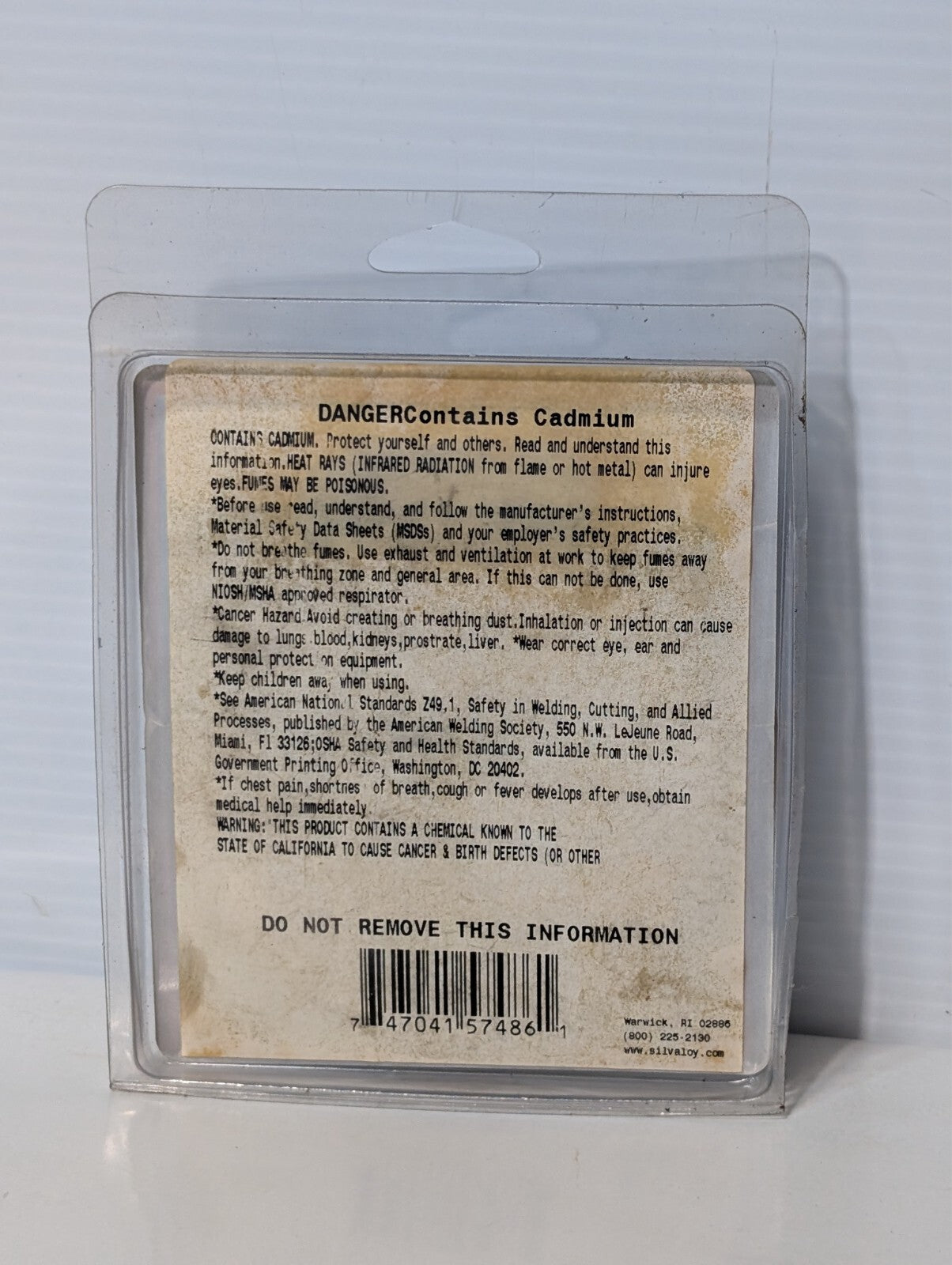 Wolverine 45 Silvaloy Brazing Alloy 3/32 x 3 Troy oz. 2451 57486 Cadmium