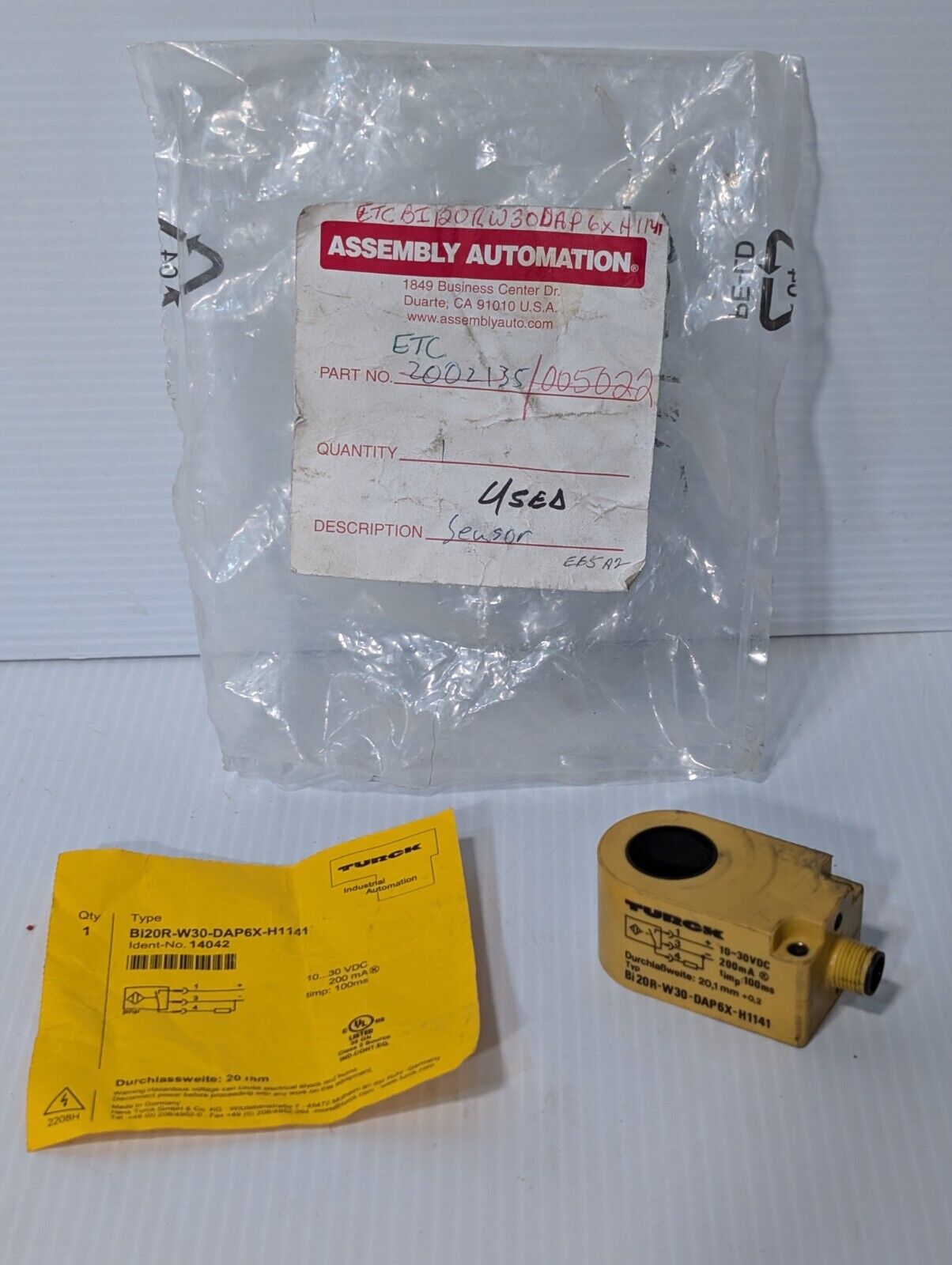 Turck Bi20R-W30-DAP6X-H1141 Inductive Proximity Switch Sensor - Free Shipping