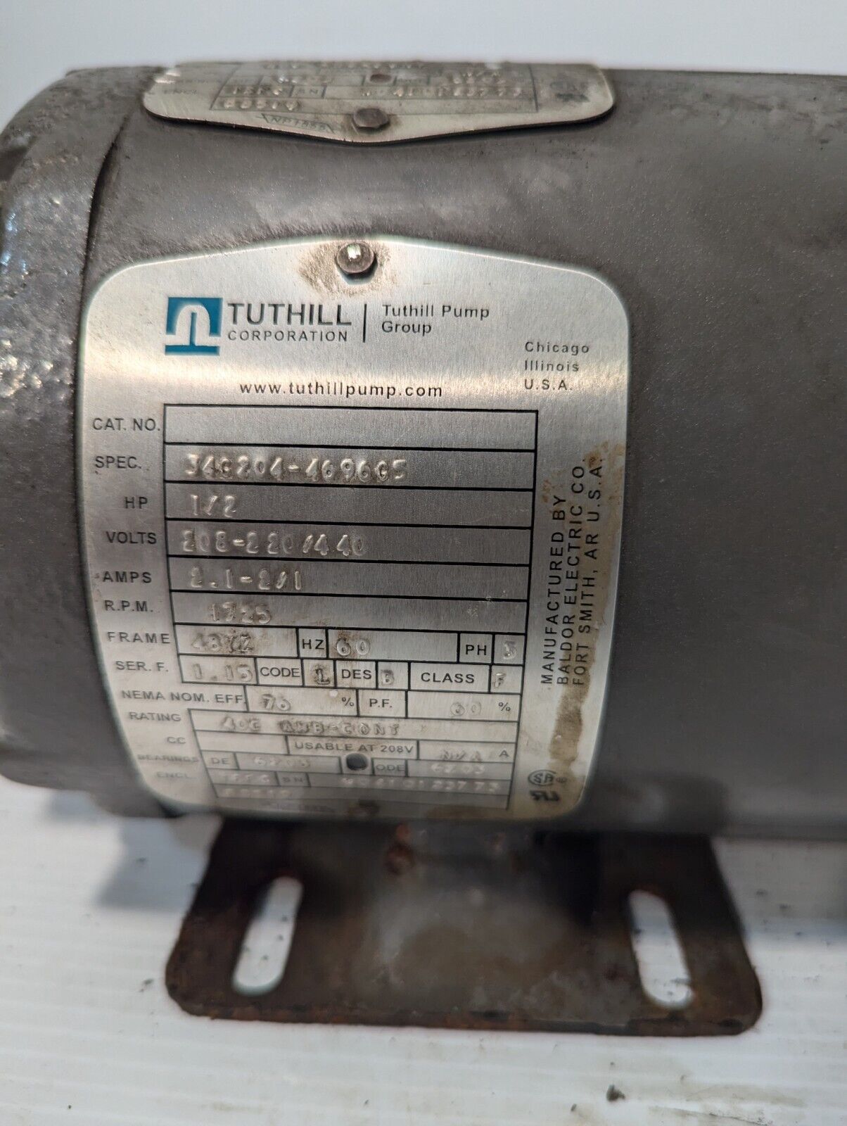 Tuthill 34G204-4696G5 AC Motor Pump, 3P, 1/2HP, 208-220/440VAC - Free Shipping