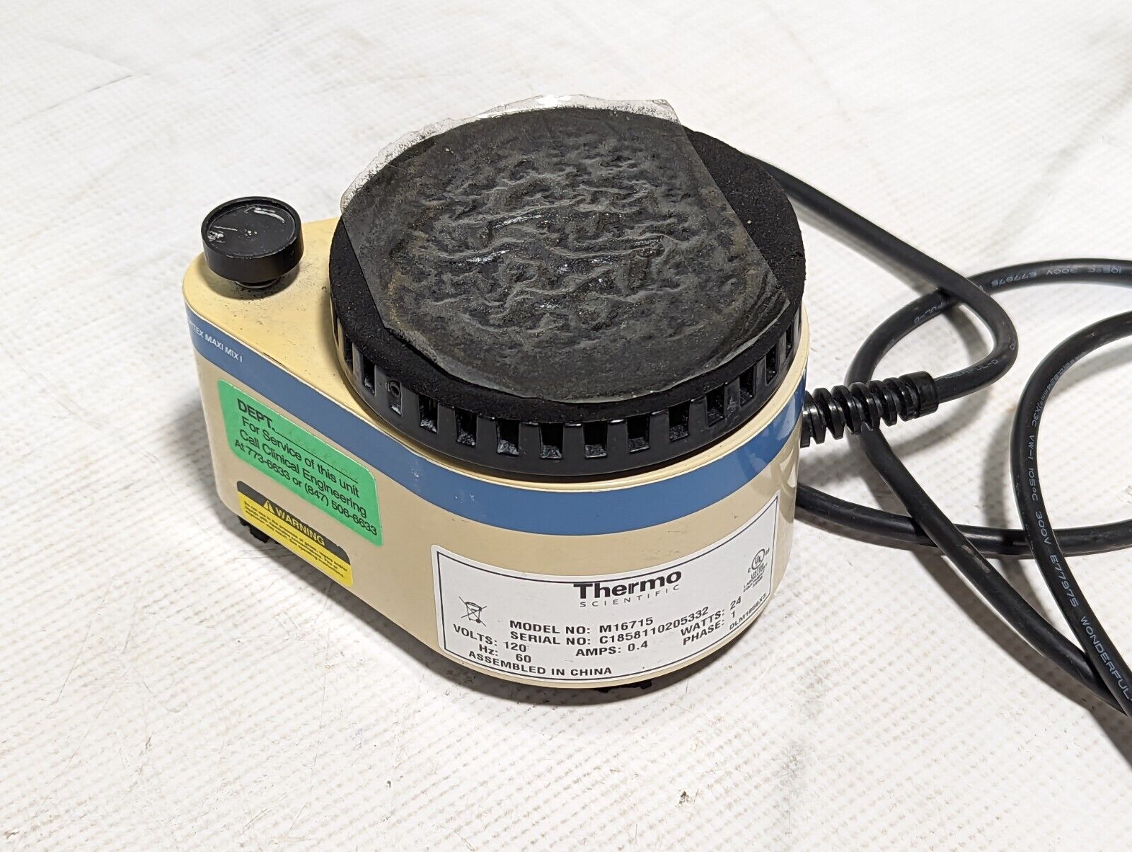 Thermo Scientific M16715 MaxiMix Vortex Mixer, 120VAC, 0.4A, 24W